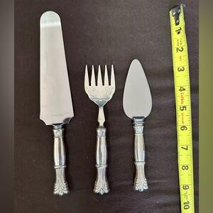 3 Sterling Handle Serving Pieces Sardine Fork Pie Server Cheese Server Italy